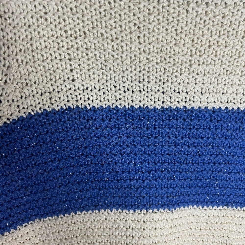 Chico's Striped Woven Blue White Sweater - Picture 3 of 4